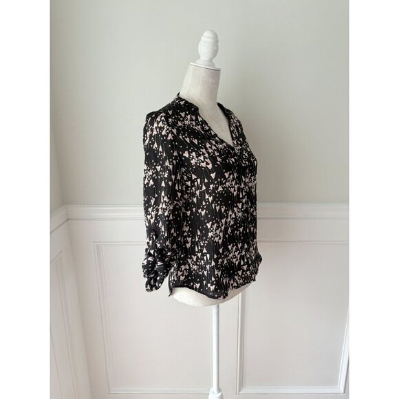 LC Lauren Conrad XS Black & Pink Heart Print Popover Blouse - Picture 4 of 6